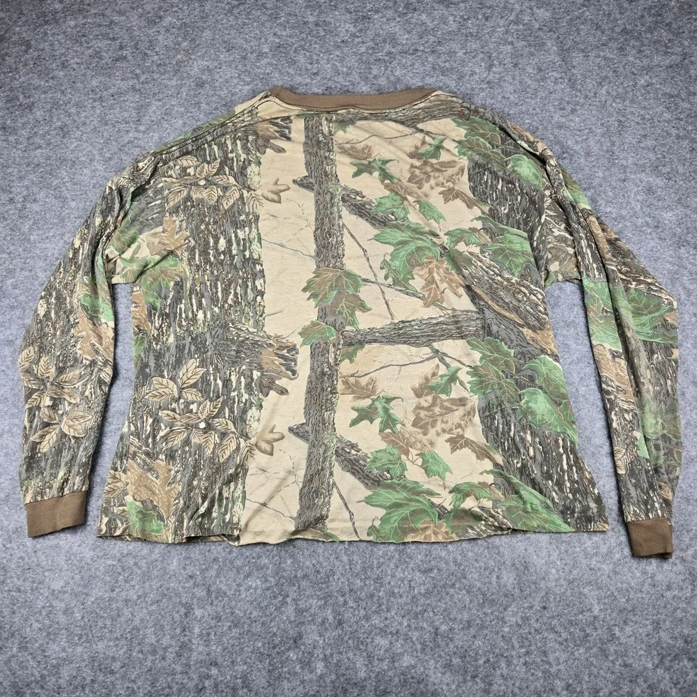 Vintage 90's Realtree T-Shirt‎ Mens 2XL Long Sleeve Camo Single Stitch Pocket